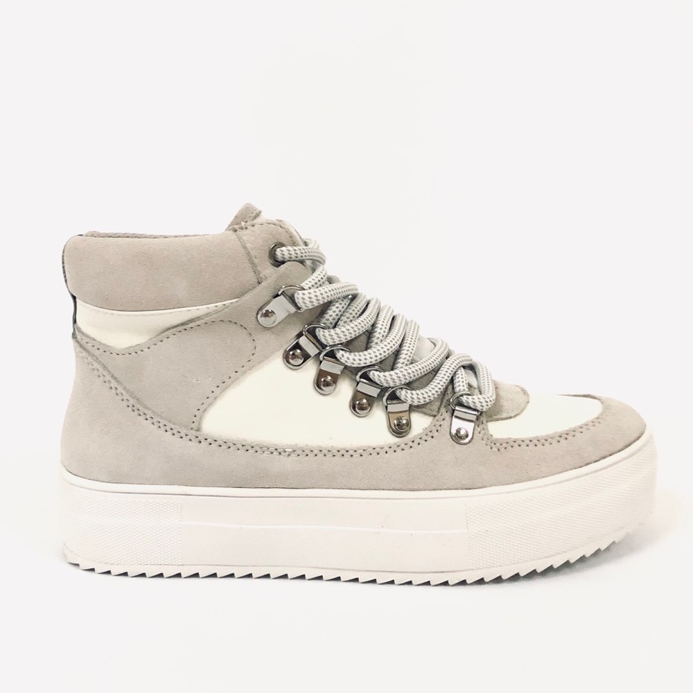 Aqua Bash White Leather High-Top Platform Sneakers